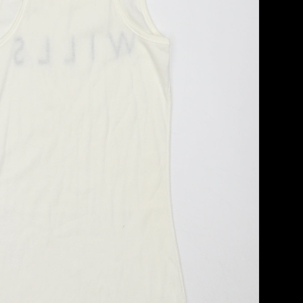 Jack Wills Womens White  Cotton Basic Tank Size 8 Round Neck