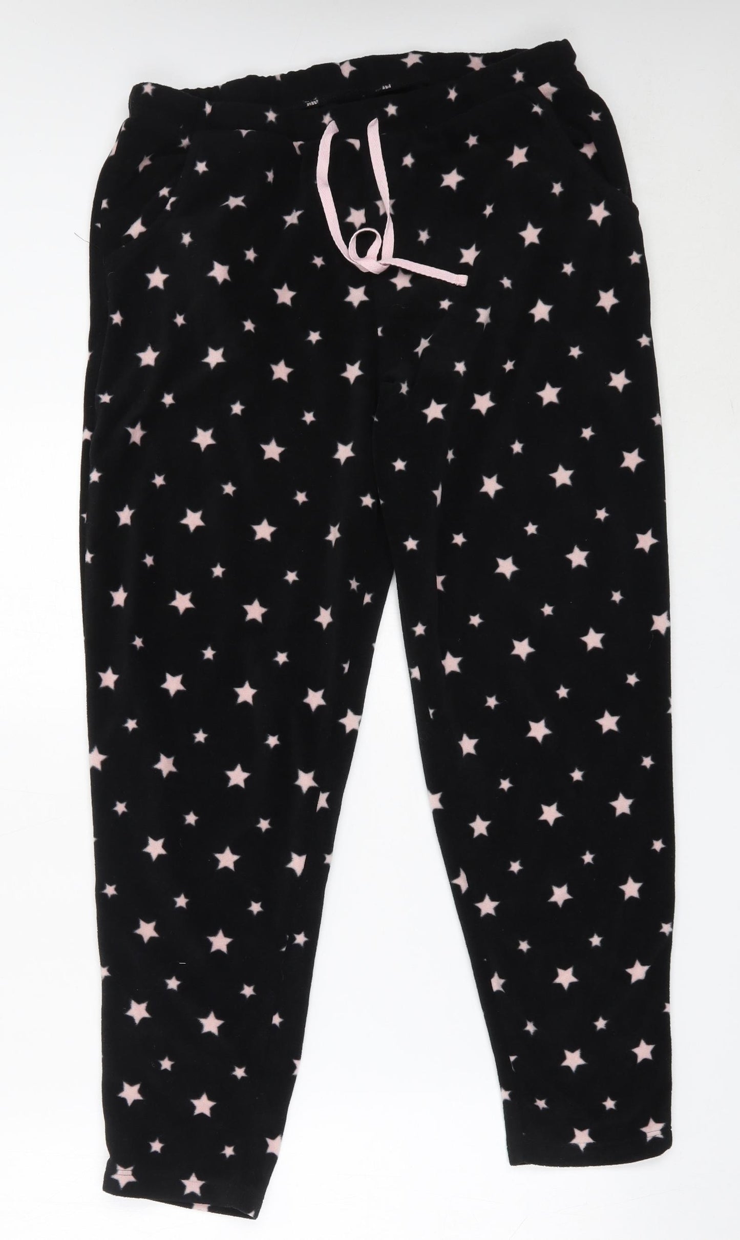 Pep&Co Womens Black Solid Polyester Capri Pyjama Pants Size 12