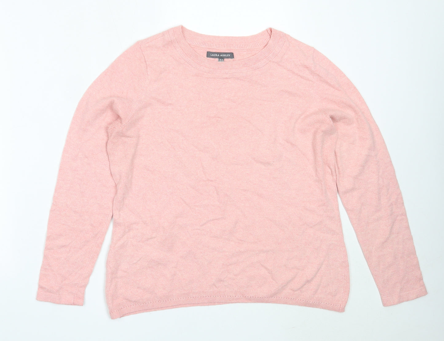 Laura Ashley Womens Pink Round Neck  Cotton Pullover Jumper Size 14