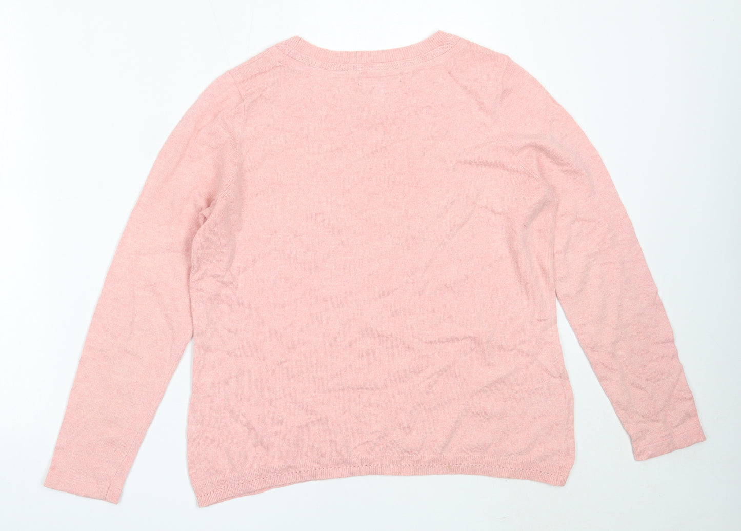 Laura Ashley Womens Pink Round Neck  Cotton Pullover Jumper Size 14
