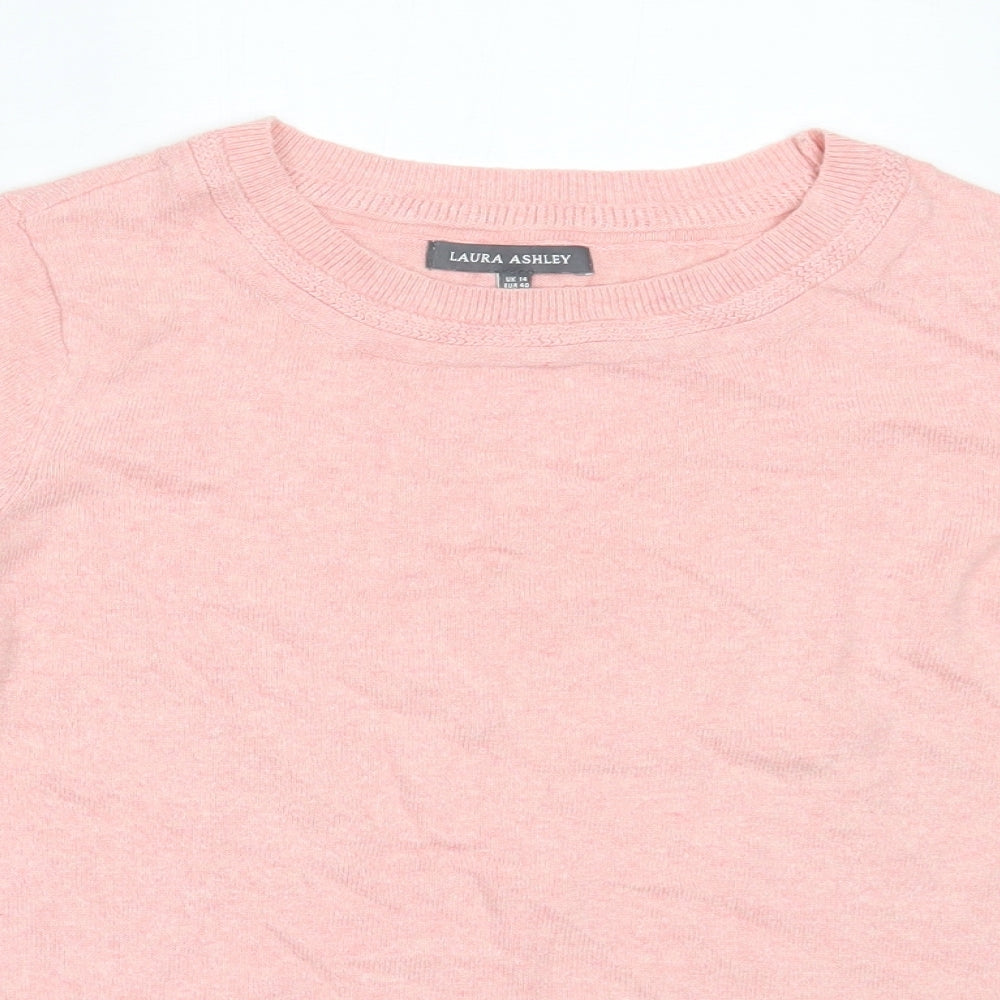 Laura Ashley Womens Pink Round Neck  Cotton Pullover Jumper Size 14
