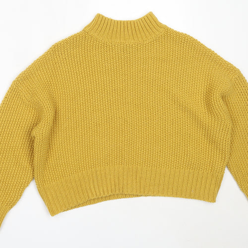 New Look Womens Yellow Round Neck  Acrylic Pullover Jumper Size S