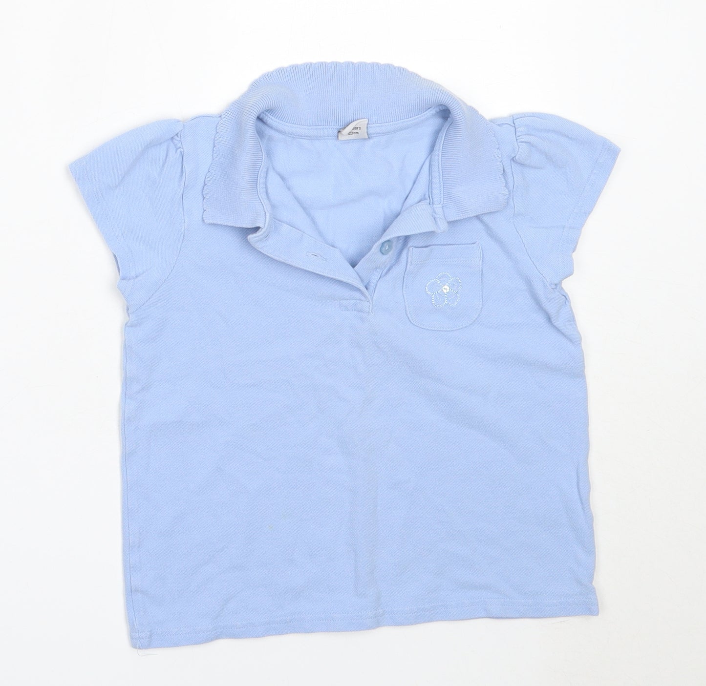 TU Girls Blue  Cotton Basic Polo Size 8 Years Collared  - school