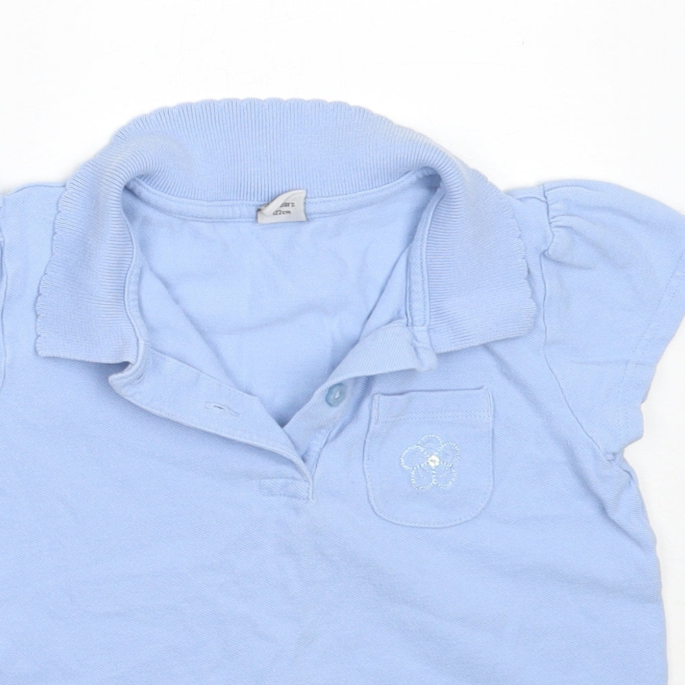 TU Girls Blue  Cotton Basic Polo Size 8 Years Collared  - school