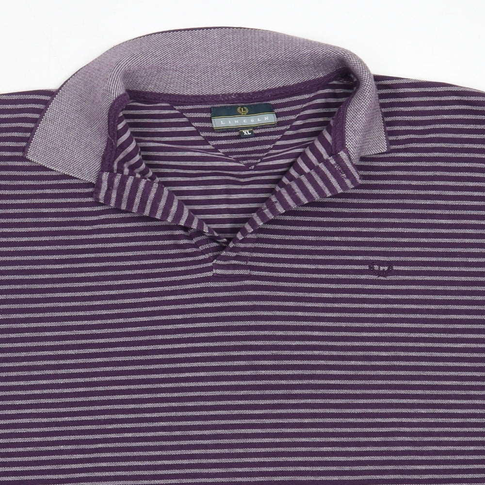 Lincoln Mens Purple  Cotton  Polo Size XL Collared