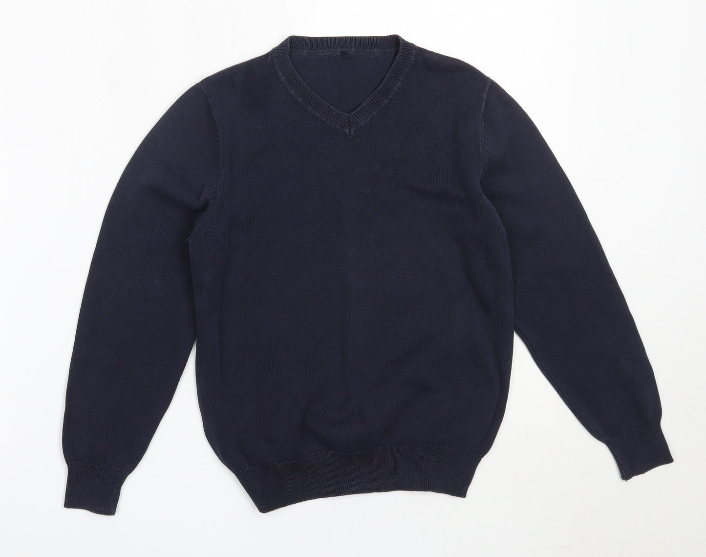 George Boys Blue V-Neck  Cotton Pullover Jumper Size 7-8 Years