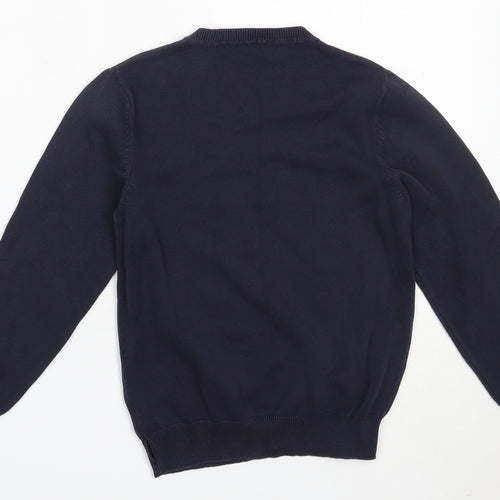 George Boys Blue V-Neck  Cotton Pullover Jumper Size 7-8 Years