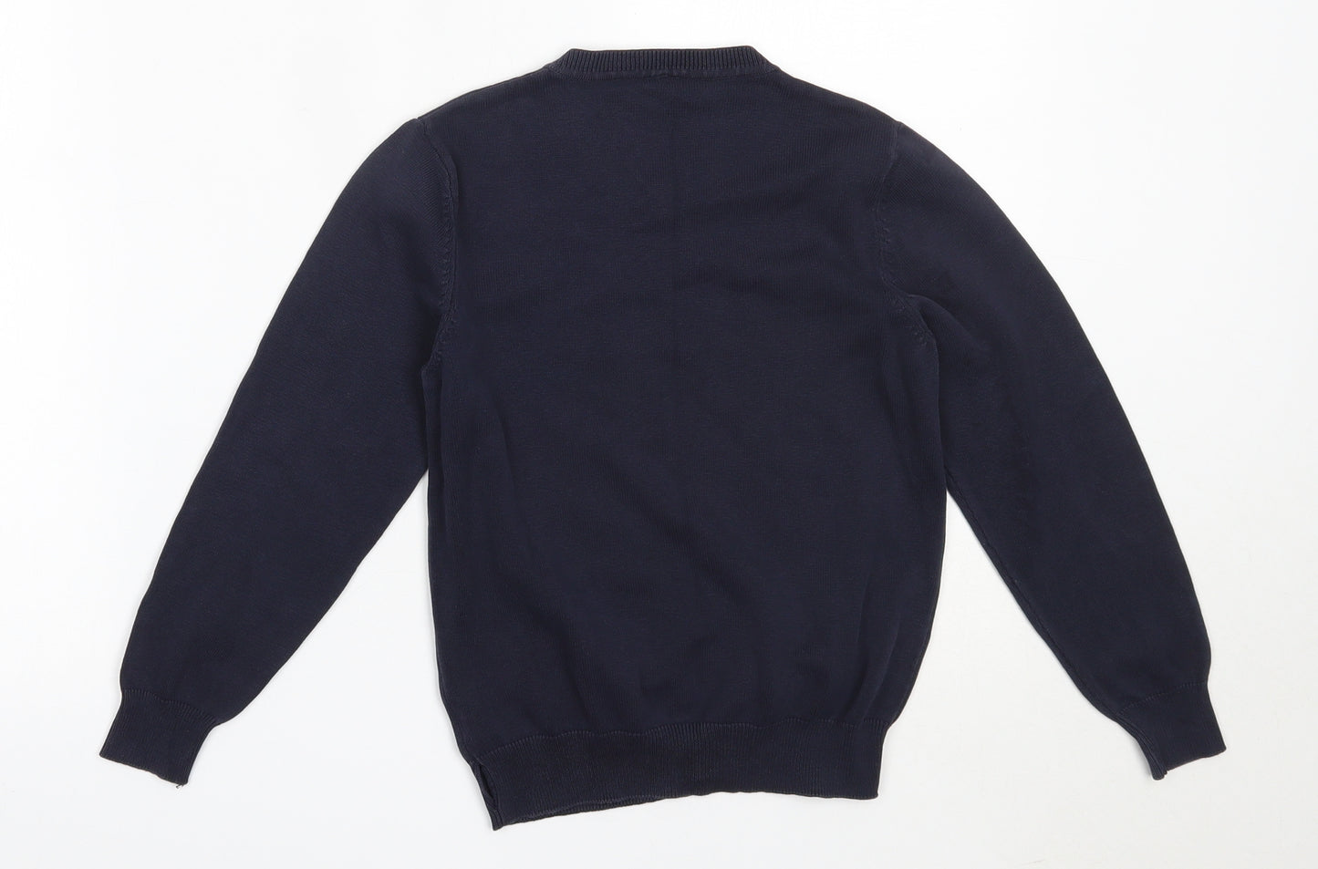 George Boys Blue V-Neck  Cotton Pullover Jumper Size 7-8 Years