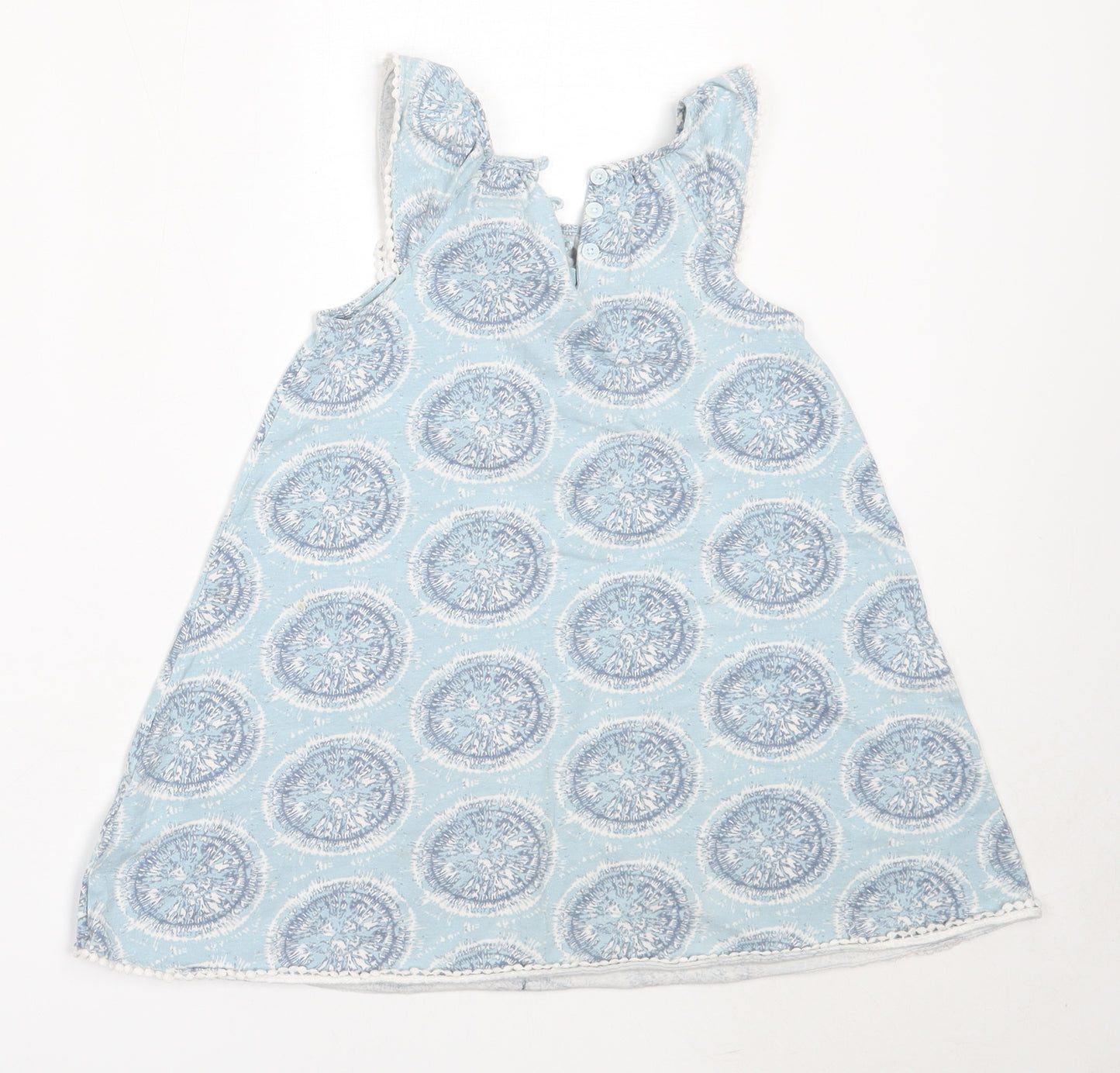 Sigrid Olsen Girls Blue Geometric Cotton Shift  Size 3-4 Years  Round Neck