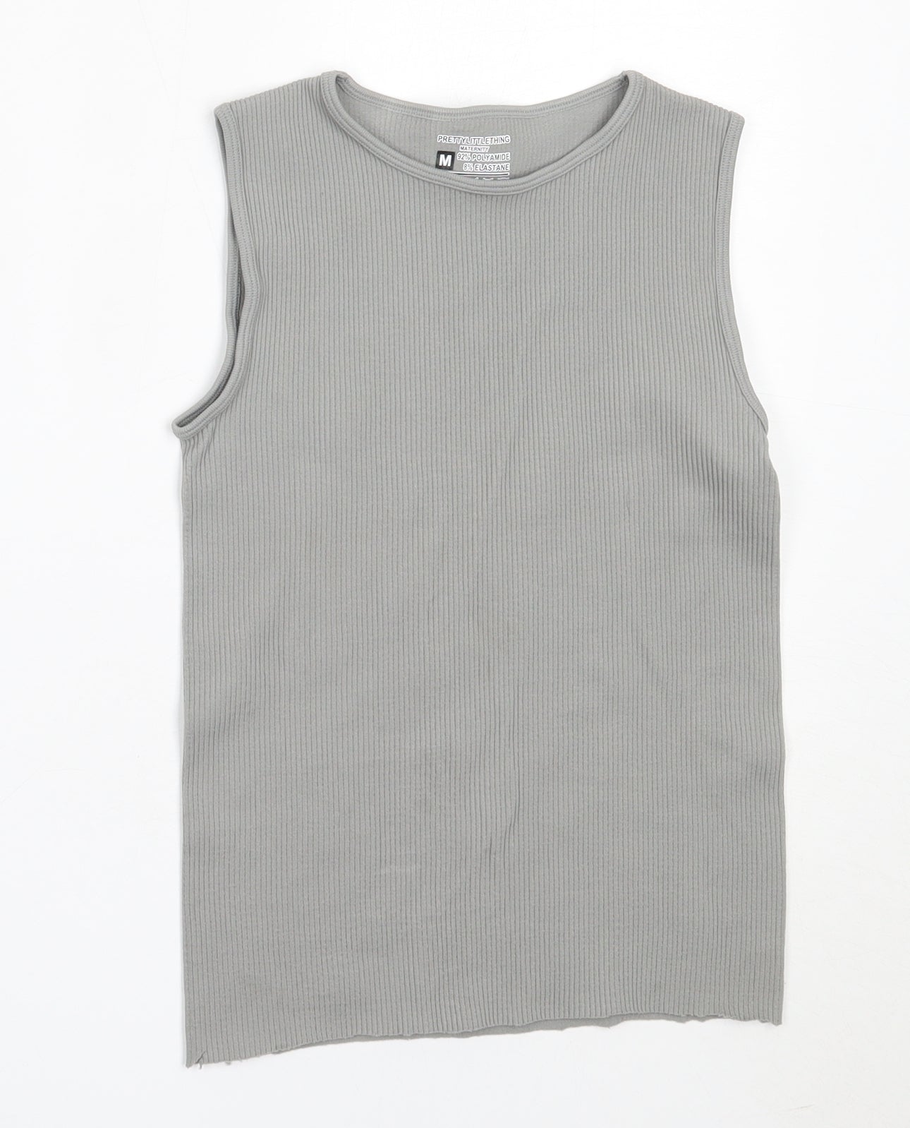PRETTYLITTLETHING Womens Grey  Polyamide Basic Tank Size M Round Neck
