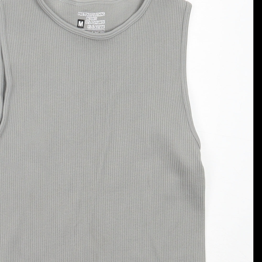 PRETTYLITTLETHING Womens Grey  Polyamide Basic Tank Size M Round Neck