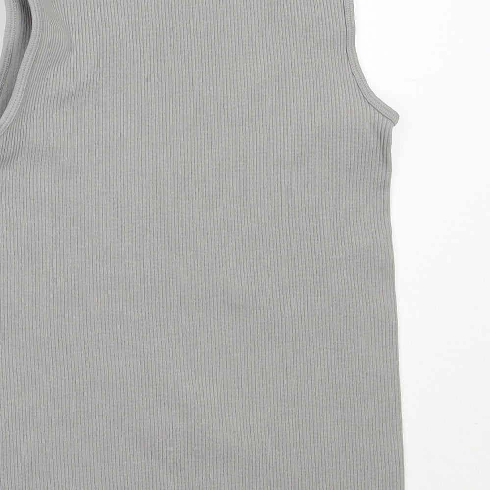 PRETTYLITTLETHING Womens Grey  Polyamide Basic Tank Size M Round Neck