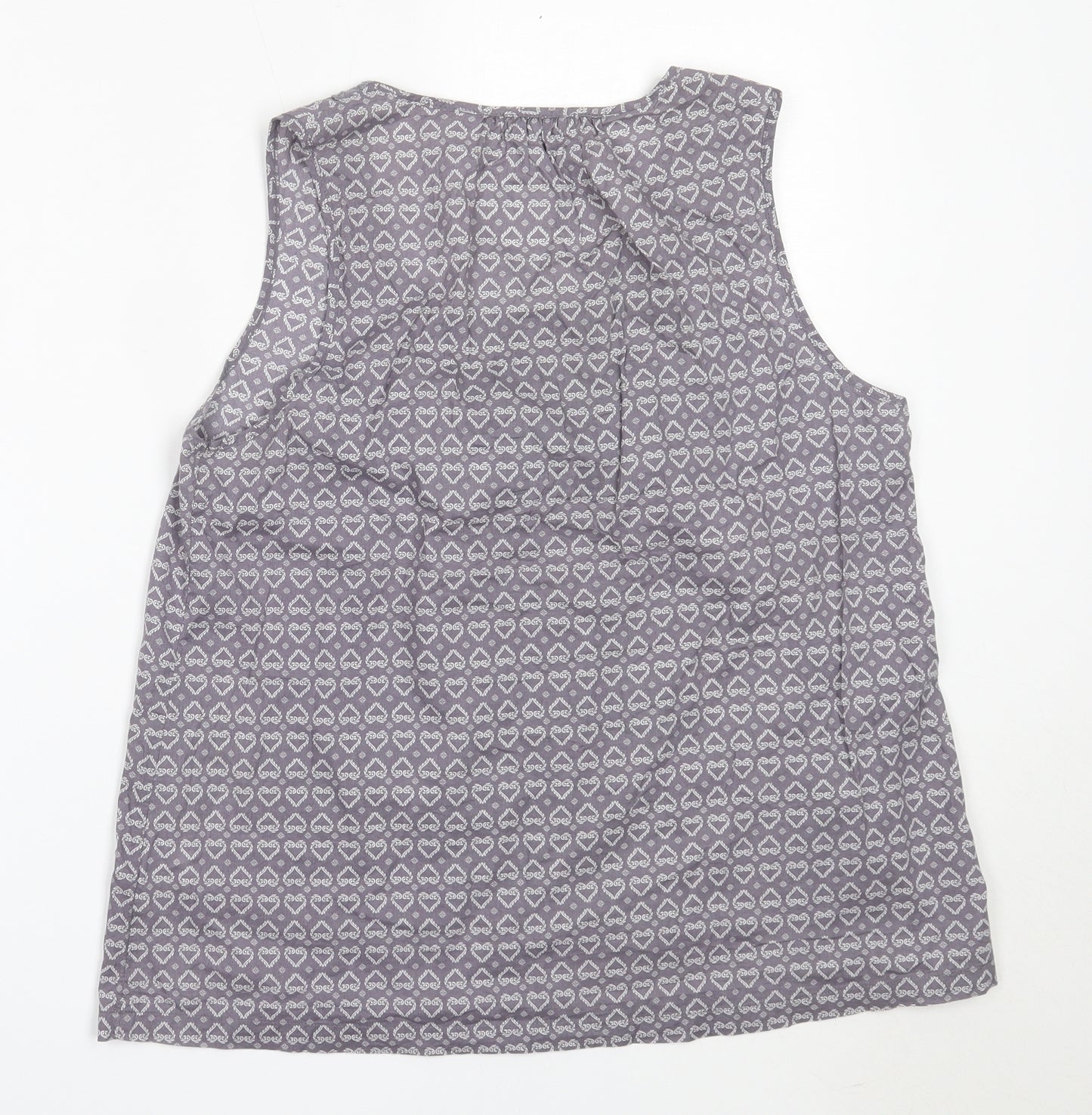 NEXT Womens Grey  Cotton Basic Blouse Size 14 Round Neck