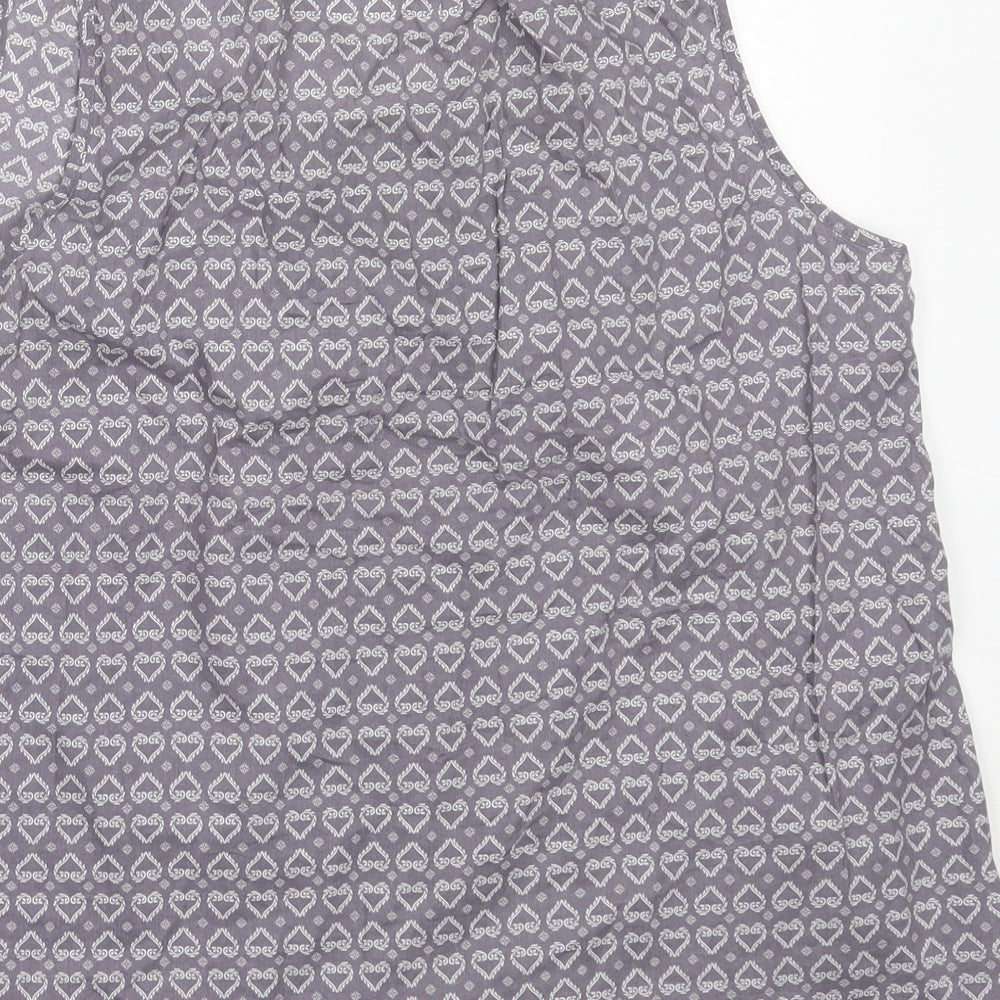 NEXT Womens Grey  Cotton Basic Blouse Size 14 Round Neck