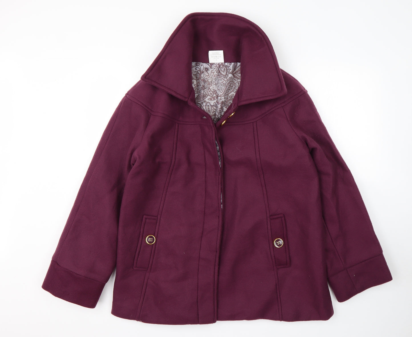 Anne De Lancay  Womens Purple   Overcoat Coat Size 14