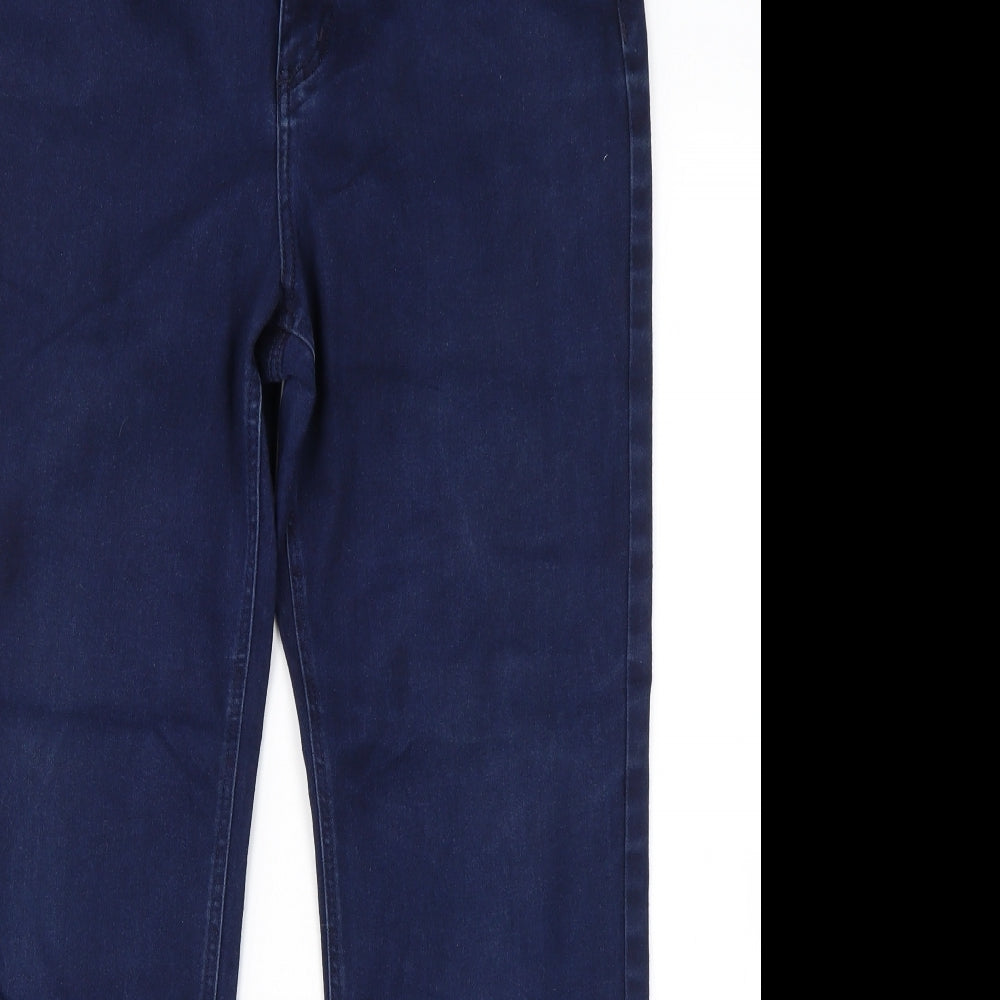 M&S Womens Blue  Cotton Straight Jeans Size 16 L30 in Regular