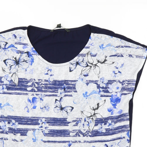 Love Tees Womens Multicoloured Floral Polyester Basic T-Shirt Size 16 Round Neck