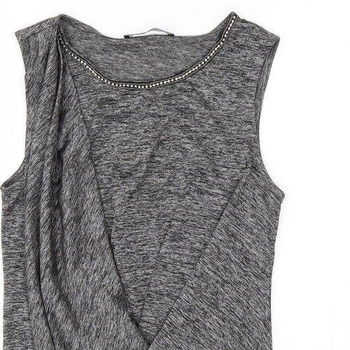 Very Womens Grey  Viscose Basic Tank Size 12 Round Neck