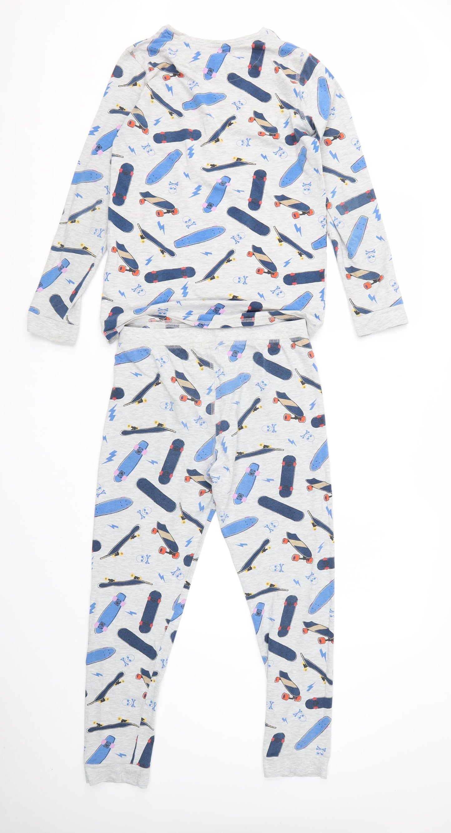 M&S Boys Multicoloured Geometric Cotton  Pyjama Set Size 12-13 Years   - skateboard
