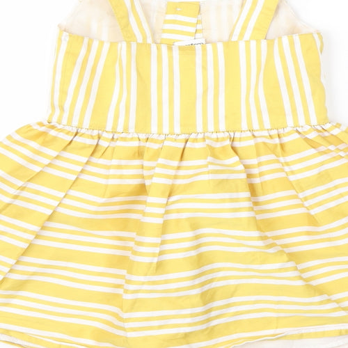 Ladybird Girls Yellow Striped Polyester Fit & Flare  Size 18-24 Months  Square Neck