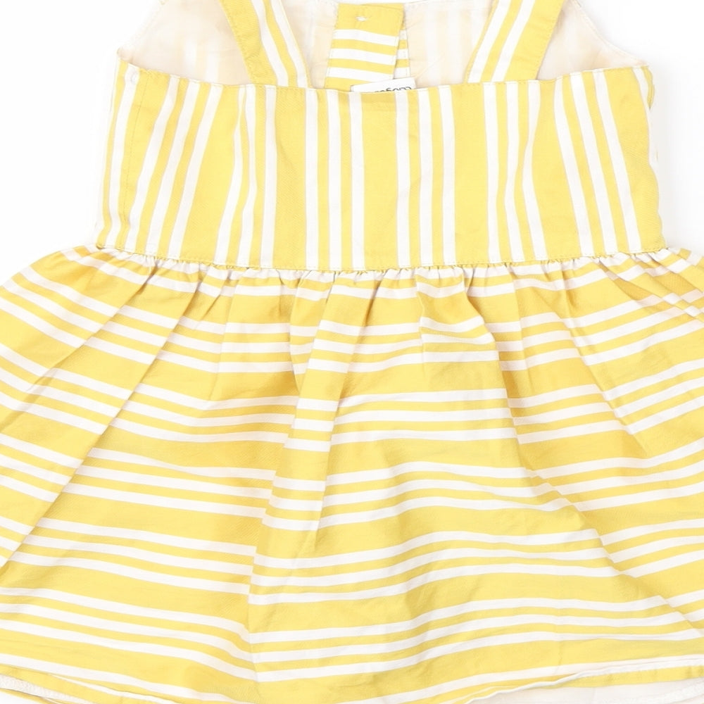 Ladybird Girls Yellow Striped Polyester Fit & Flare  Size 18-24 Months  Square Neck