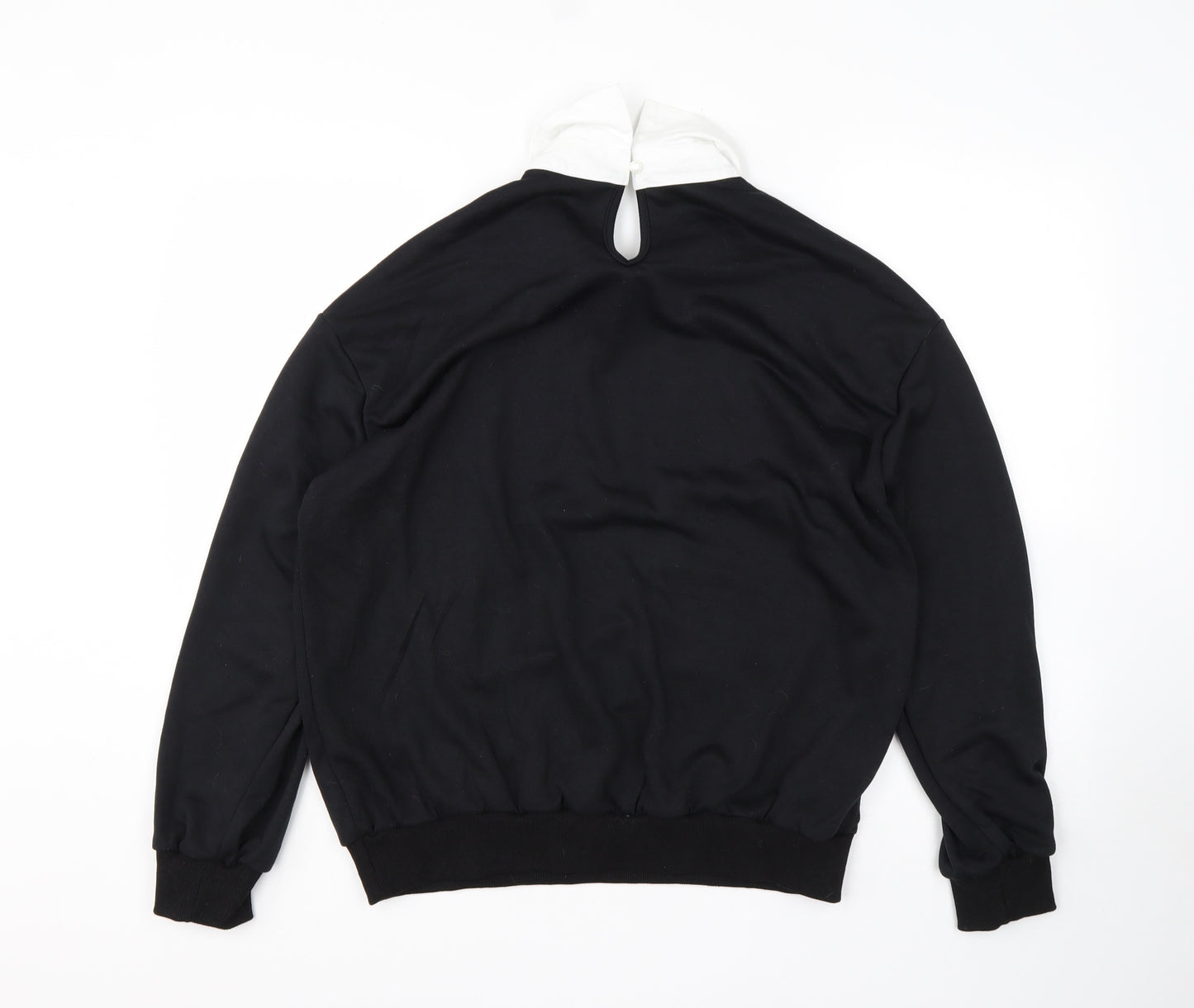 Shein  Womens Black Collared  Cotton Pullover Jumper Size M
