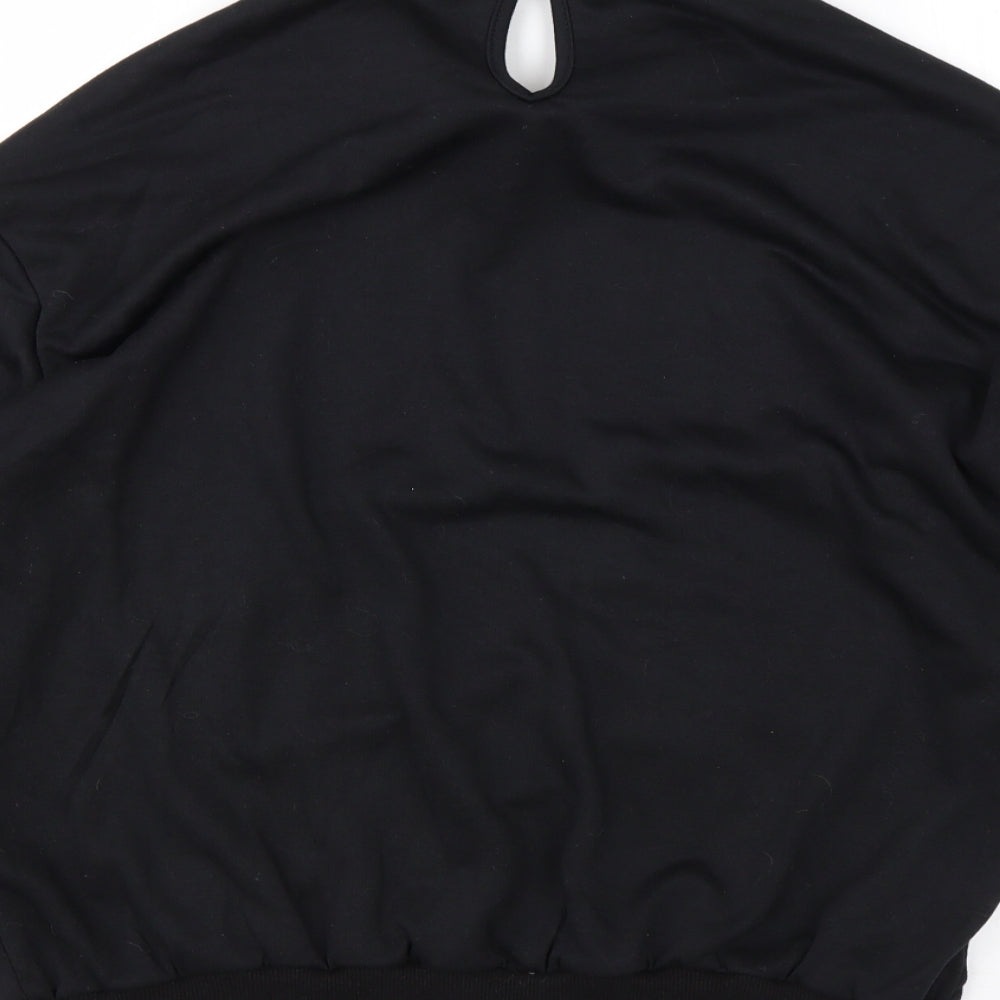 Shein  Womens Black Collared  Cotton Pullover Jumper Size M