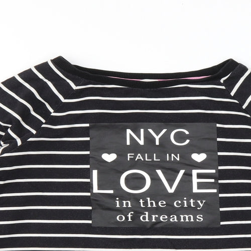 H&M Girls Black Striped Cotton Pullover Sweatshirt Size 9-10 Years