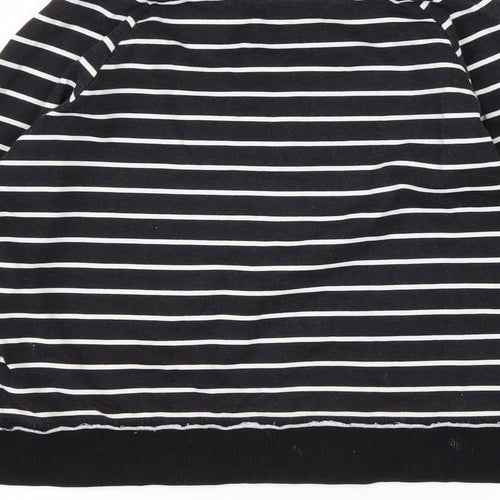 H&M Girls Black Striped Cotton Pullover Sweatshirt Size 9-10 Years