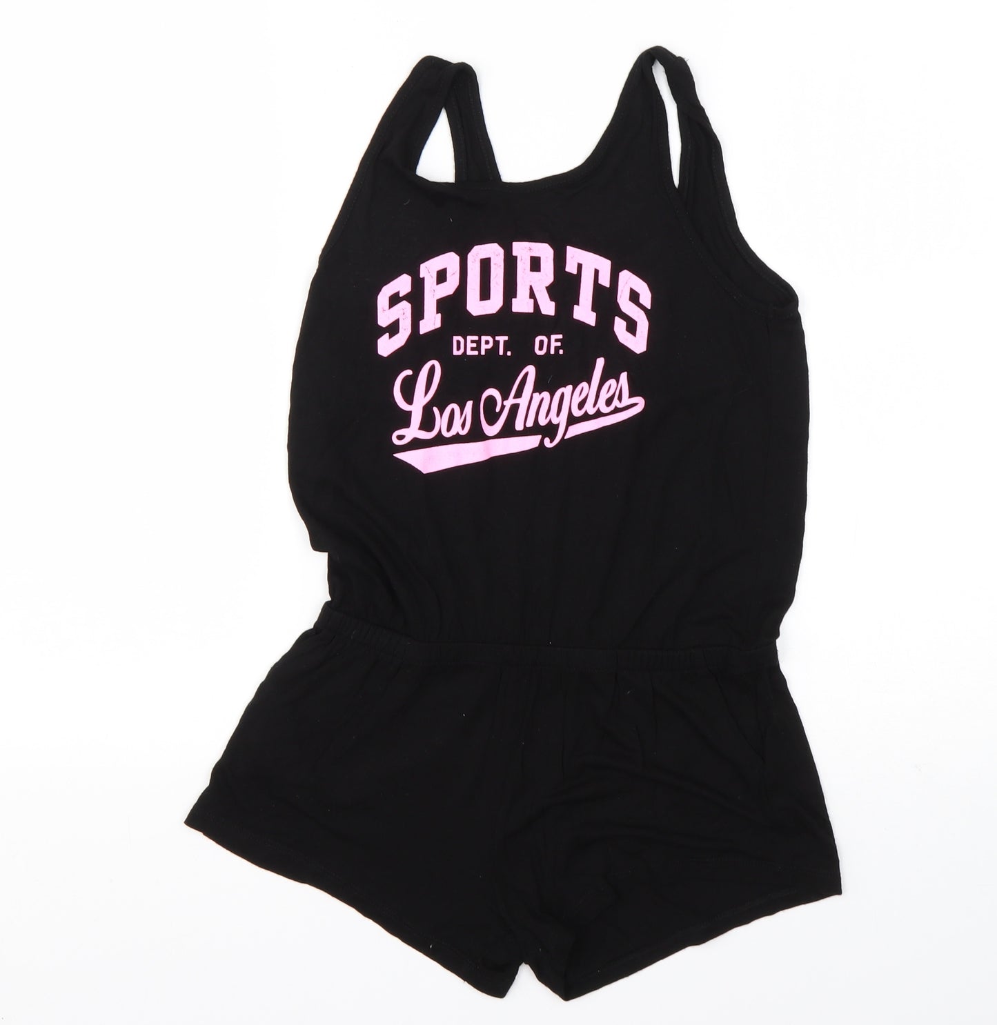 H&M Girls Black  Viscose Playsuit One-Piece Size 11 Years