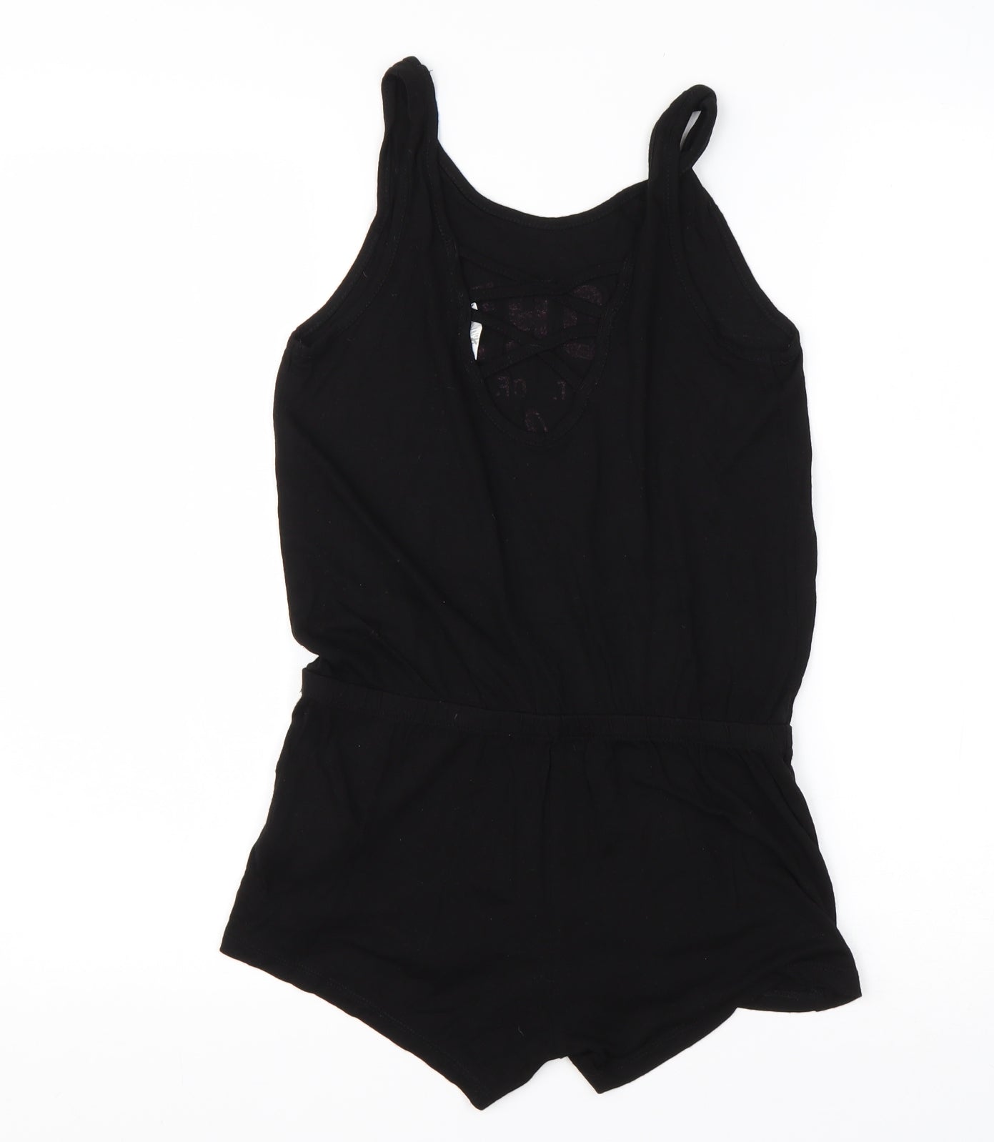 H&M Girls Black  Viscose Playsuit One-Piece Size 11 Years