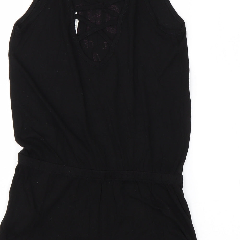 H&M Girls Black  Viscose Playsuit One-Piece Size 11 Years