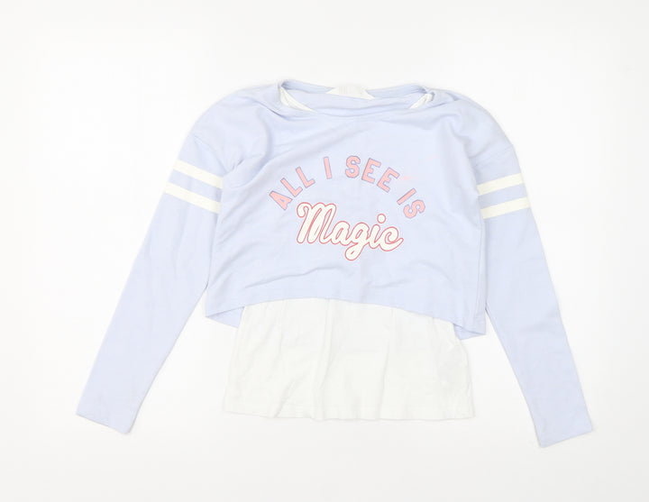 H&M Girls Multicoloured  Cotton Pullover Sweatshirt Size 9-10 Years   - Sweatshirt with T shirt