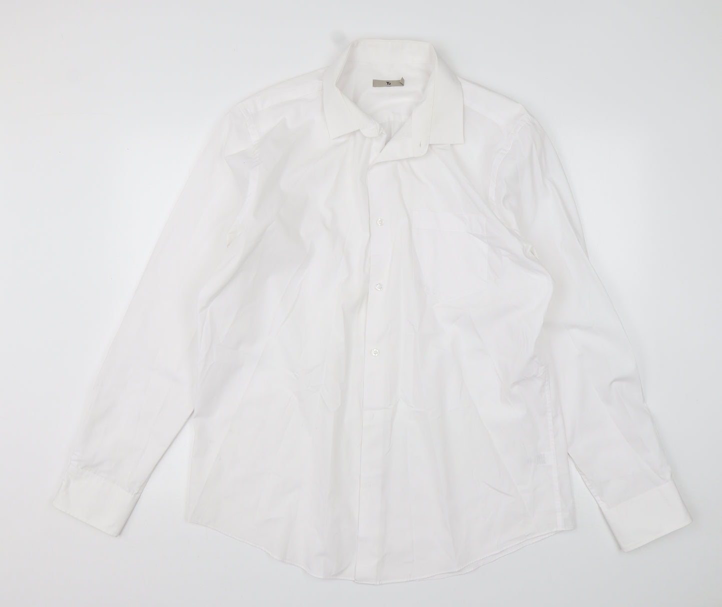 TU Mens White  Cotton  Dress Shirt Size 16.5 Collared