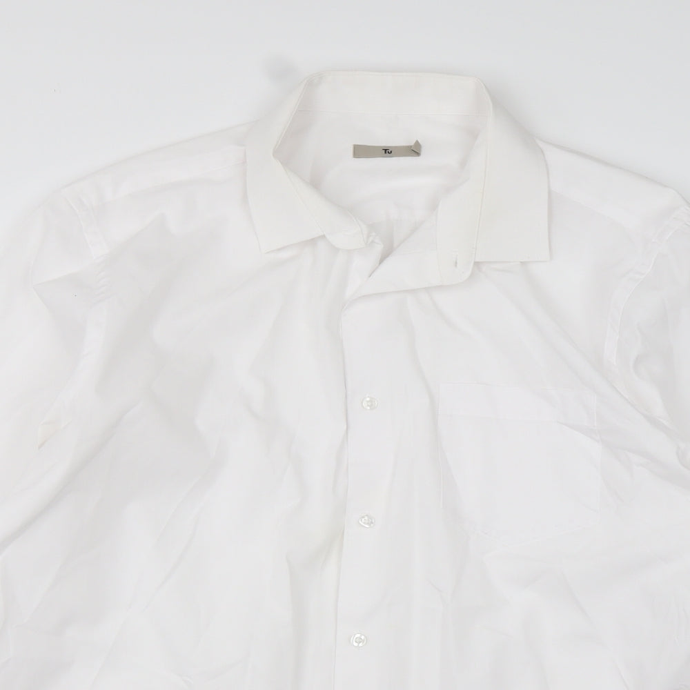 TU Mens White  Cotton  Dress Shirt Size 16.5 Collared