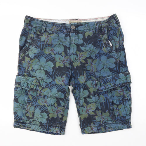 FatFace Mens Multicoloured Floral Cotton Cargo Shorts Size 36 L11 in Regular