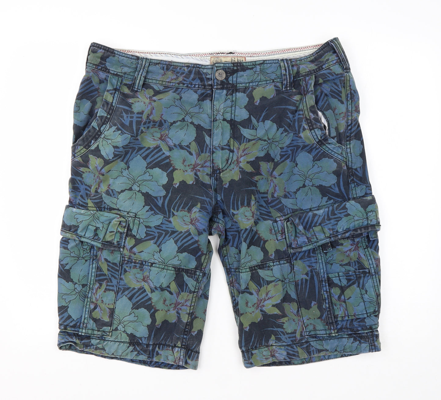 FatFace Mens Multicoloured Floral Cotton Cargo Shorts Size 36 L11 in Regular