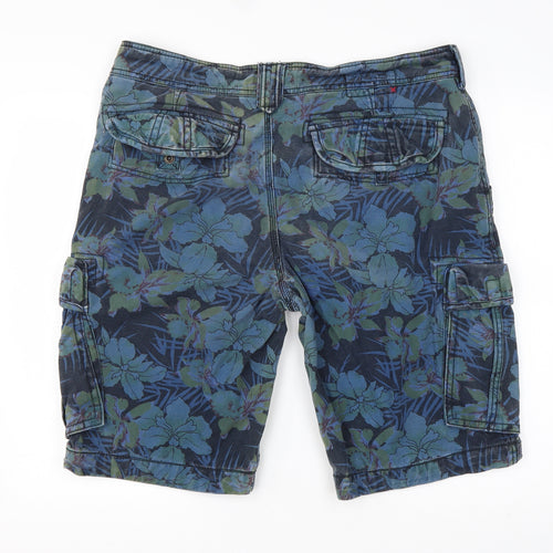 FatFace Mens Multicoloured Floral Cotton Cargo Shorts Size 36 L11 in Regular