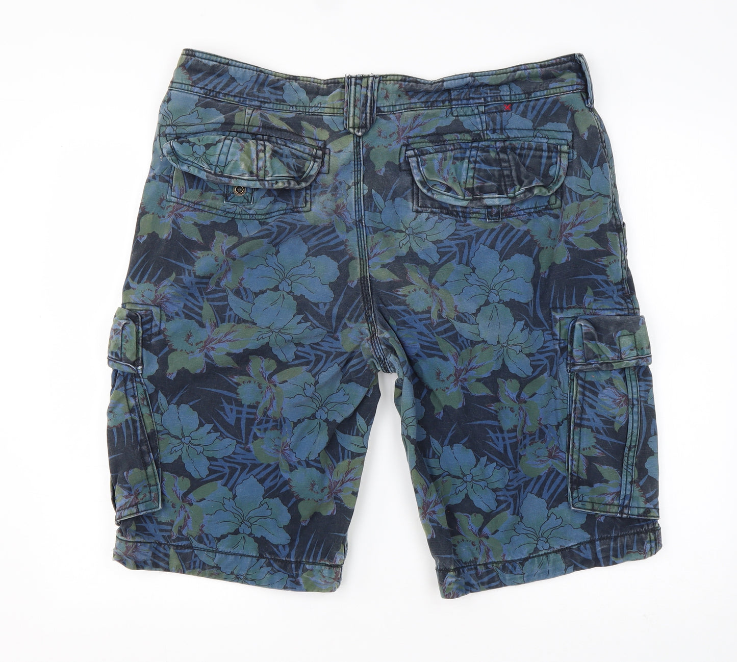 FatFace Mens Multicoloured Floral Cotton Cargo Shorts Size 36 L11 in Regular