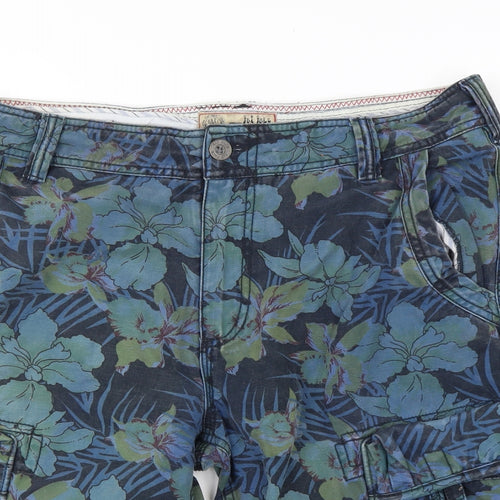 FatFace Mens Multicoloured Floral Cotton Cargo Shorts Size 36 L11 in Regular