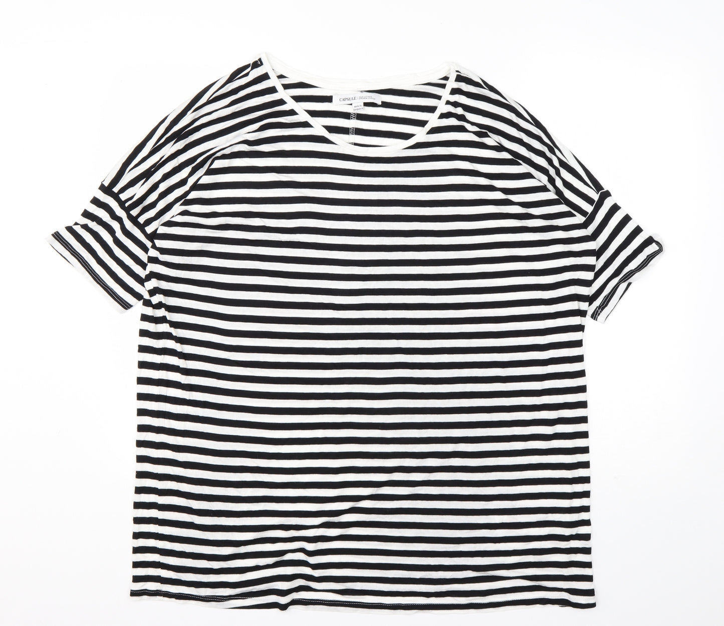 Capsule Womens Multicoloured Striped Viscose Basic T-Shirt Size 20 Round Neck