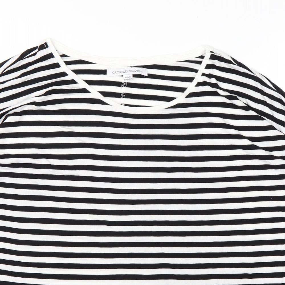 Capsule Womens Multicoloured Striped Viscose Basic T-Shirt Size 20 Round Neck