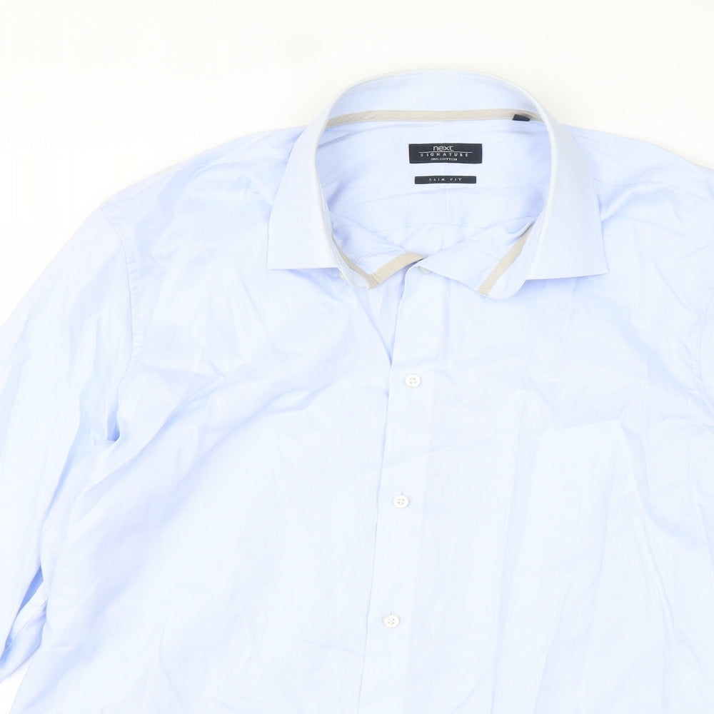 NEXT Mens Blue  Cotton  Dress Shirt Size 17.5 Collared
