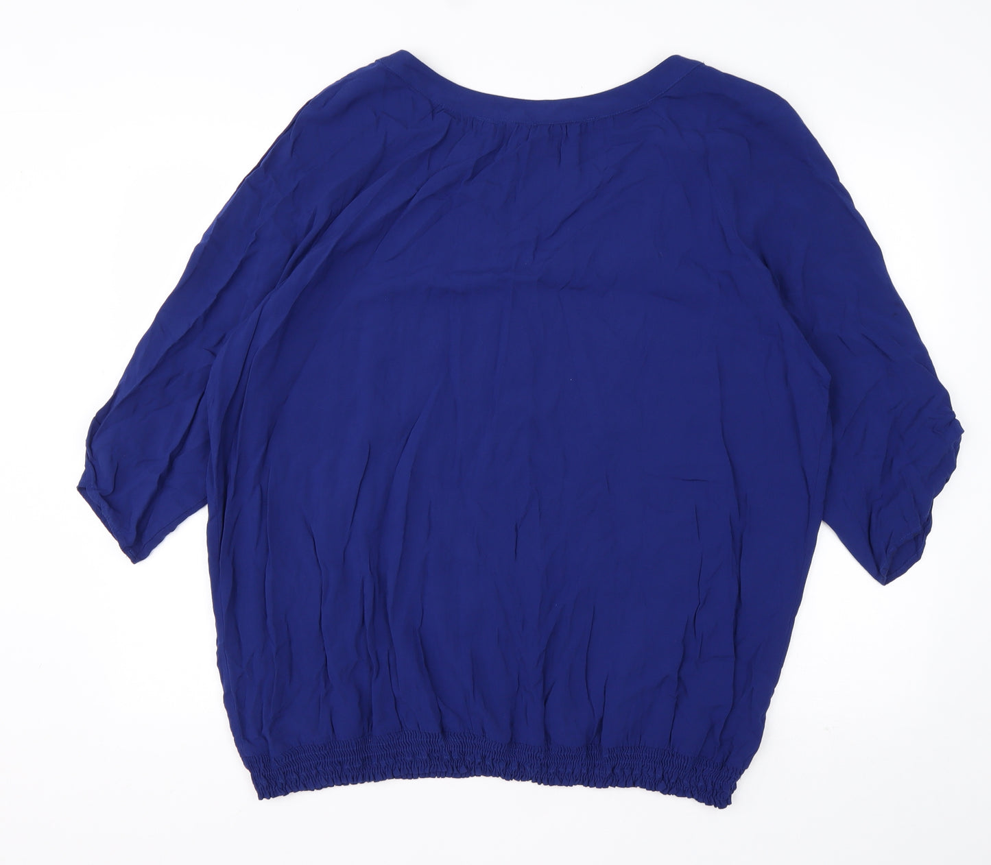 Anya Madsen  Womens Blue  Viscose Basic Button-Up Size 24 V-Neck