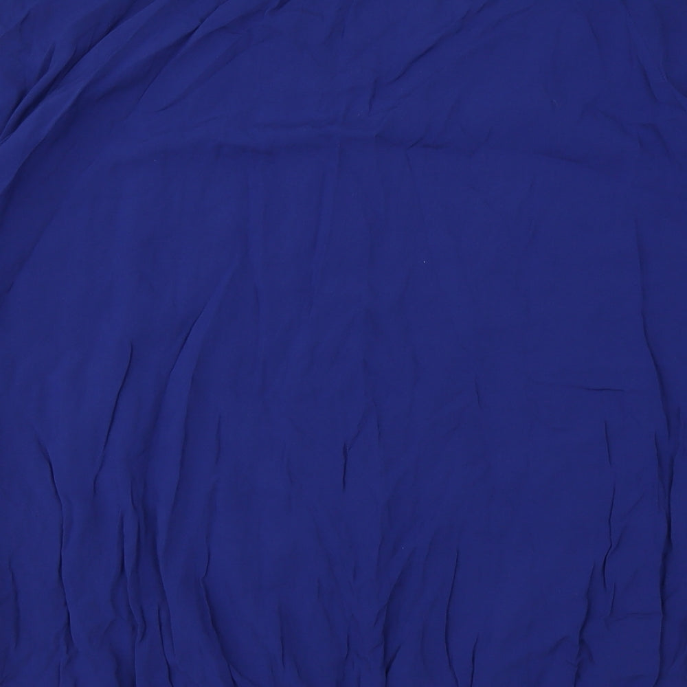 Anya Madsen  Womens Blue  Viscose Basic Button-Up Size 24 V-Neck