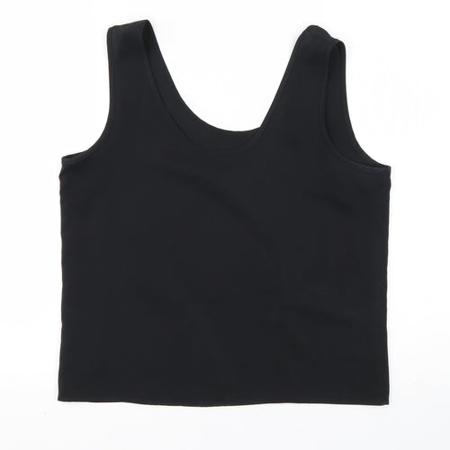 St Michael Womens Black  Polyester Basic Tank Size 12 Round Neck