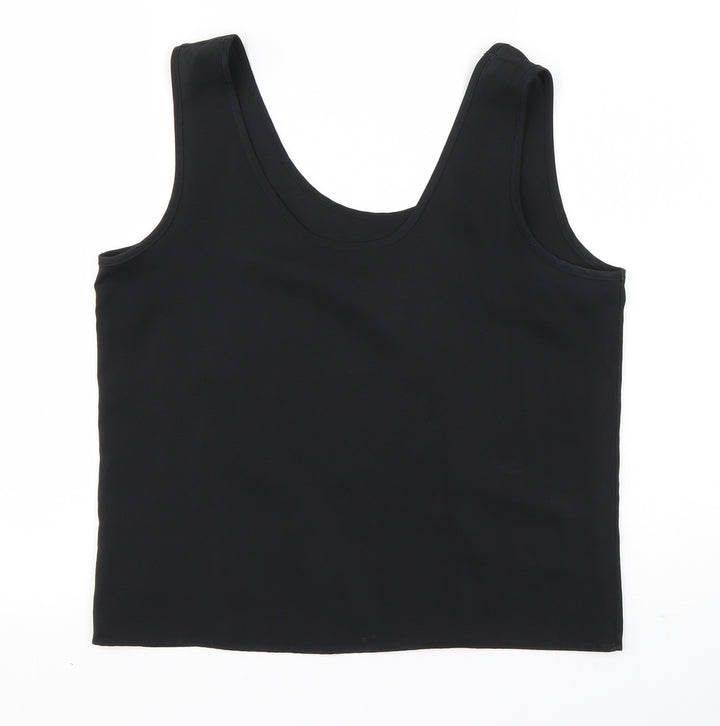 St Michael Womens Black  Polyester Basic Tank Size 12 Round Neck