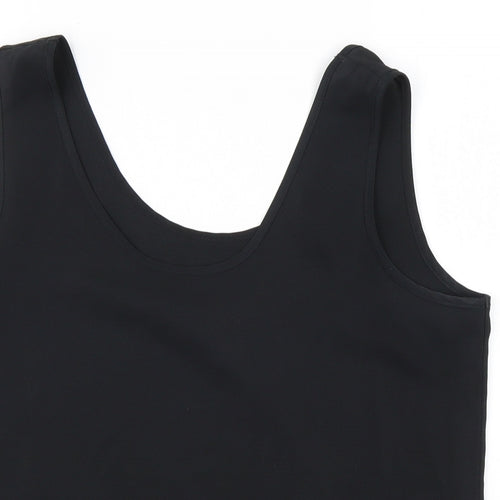 St Michael Womens Black  Polyester Basic Tank Size 12 Round Neck