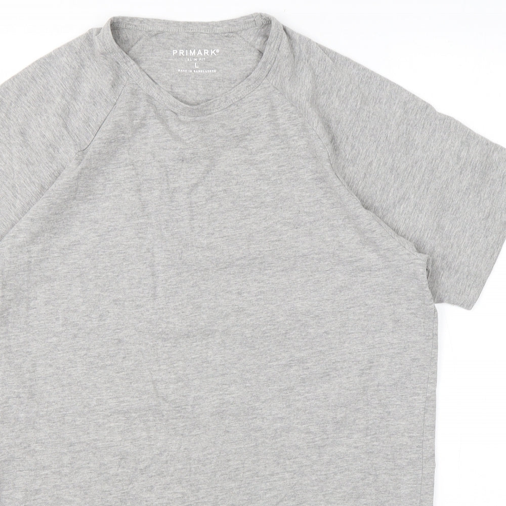 Primark Mens Grey  Cotton  T-Shirt Size L Round Neck