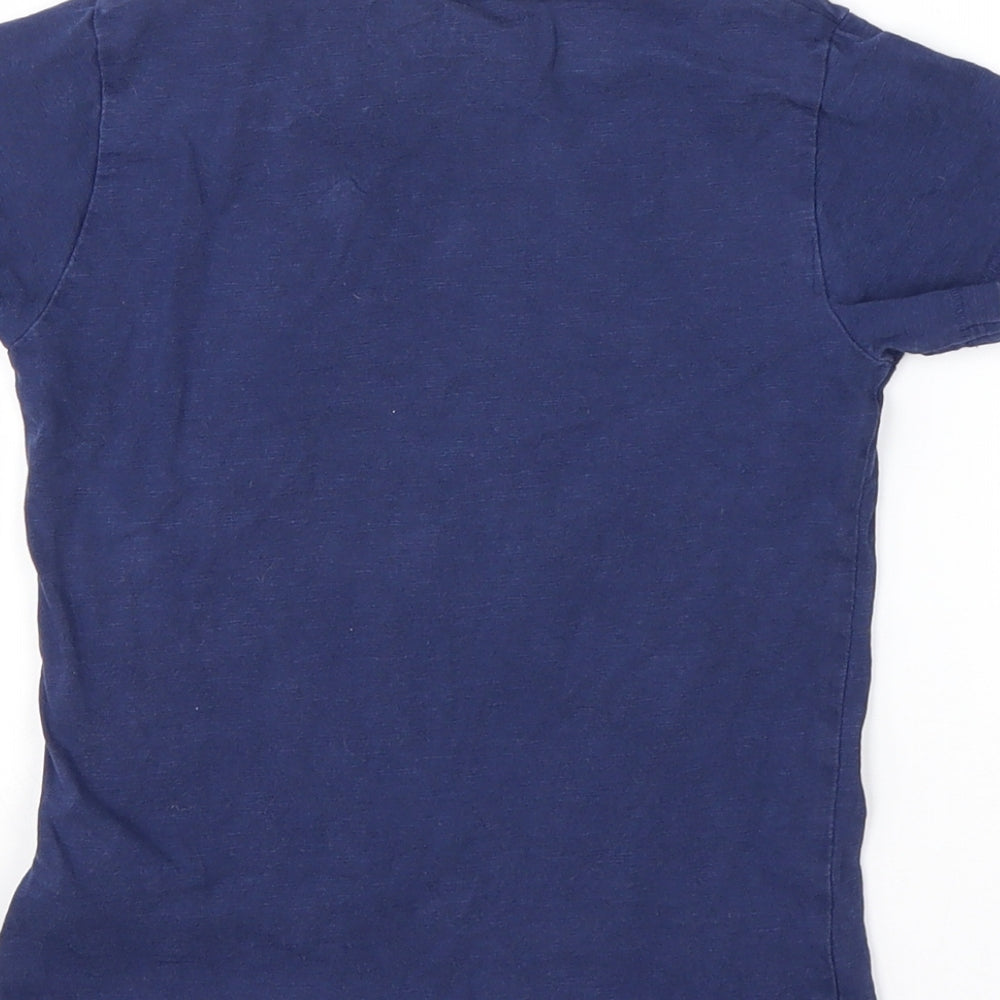 NEXT Boys Blue  Cotton Basic T-Shirt Size 2-3 Years Round Neck  - Space and Rockets